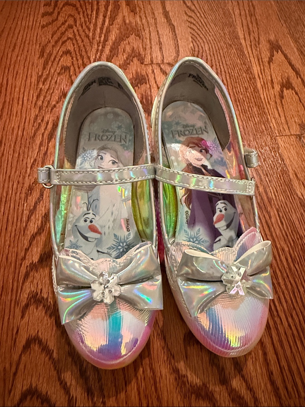 Disney FROZEN Iridescent Mary Jane Shoes with Pink and Silver Shimmer